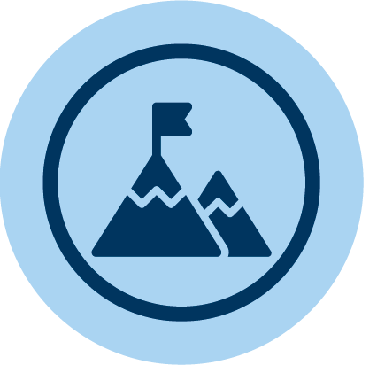 Icon showing a flag at the top of a mountain