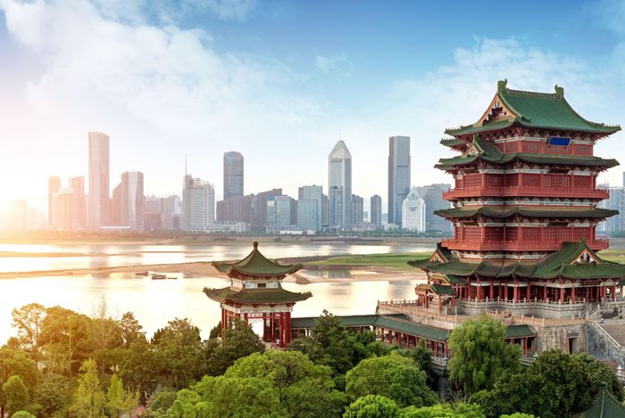China skyline with traditional and modern architecture