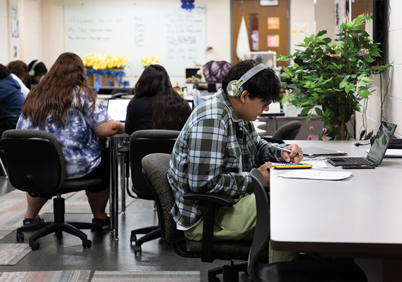 High school students study together