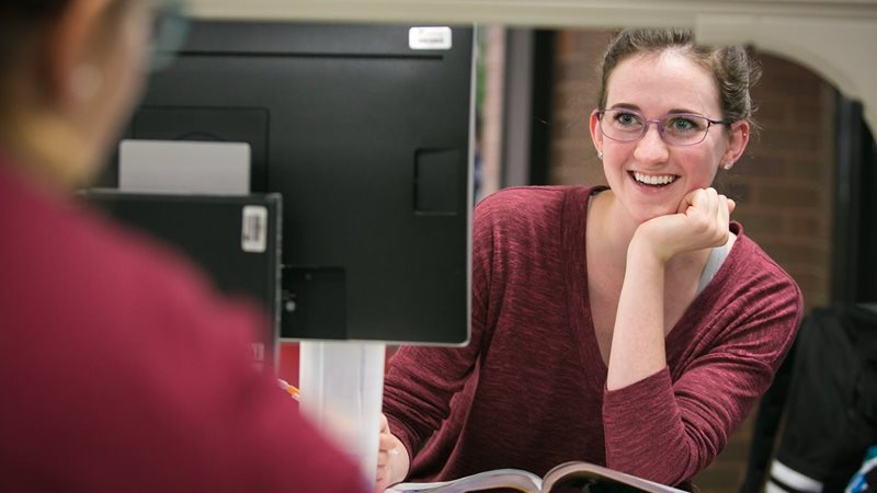 Student works with advisor