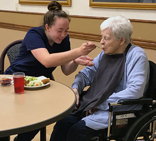 Peshtigo student feeds a real patient